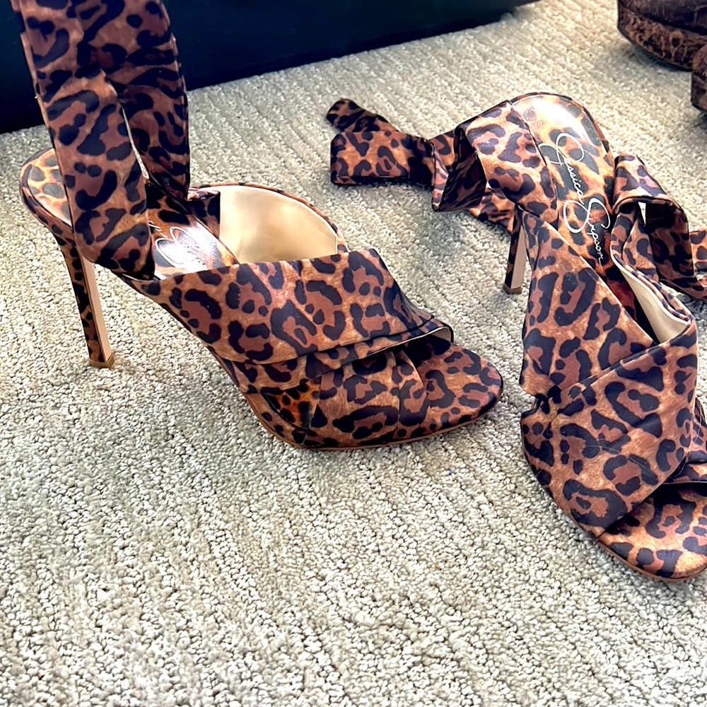 Jessica Simpson Leopard Wrap Heels